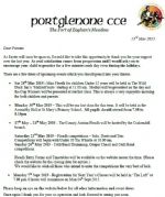 Letter about Mini Fleadh and Key Events and Dates